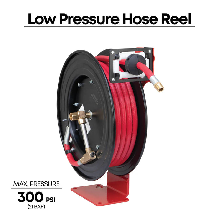 Prolube Single Arm Air and Water Hose Reel, Low Pressure - 3/8" or 1/2" NPT Hose 47921