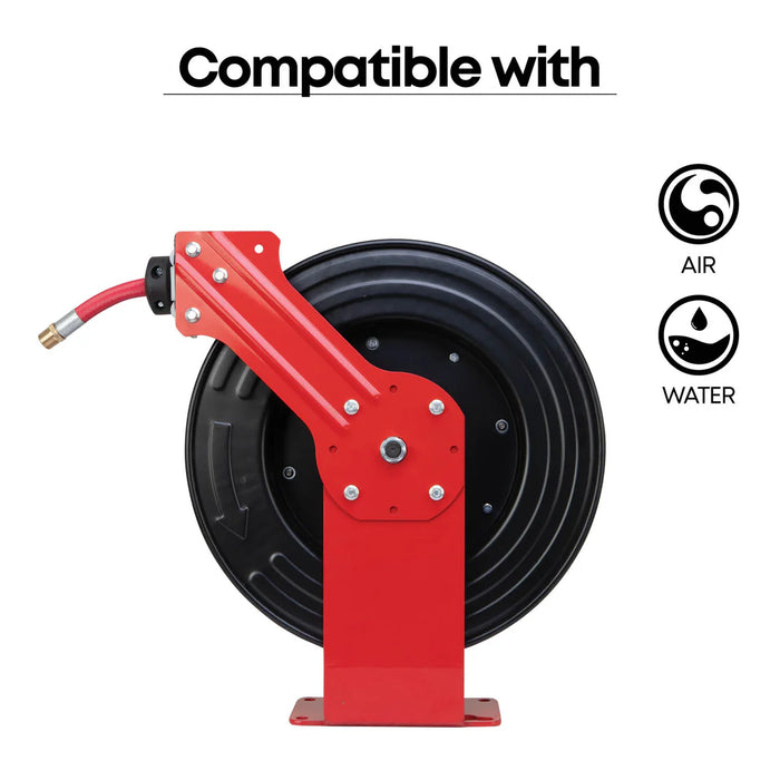 Prolube Single Arm Air and Water Hose Reel, Low Pressure - 3/8" or 1/2" NPT Hose 47921