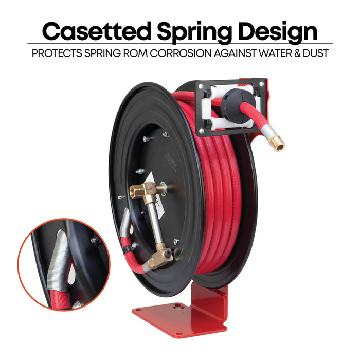 Prolube Single Arm Air and Water Hose Reel, Low Pressure - 3/8" or 1/2" NPT Hose 47921