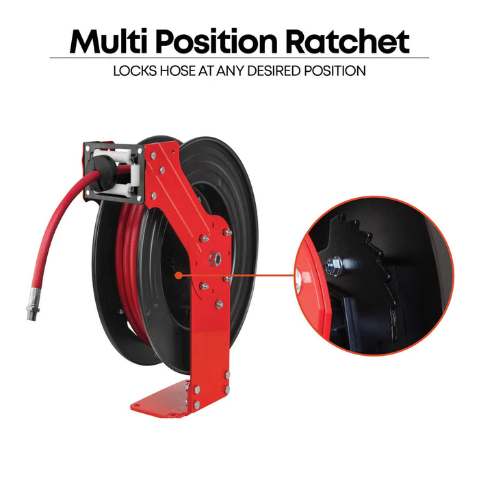 Prolube Single Arm Air and Water Hose Reel, Low Pressure - 3/8" or 1/2" NPT Hose 47921