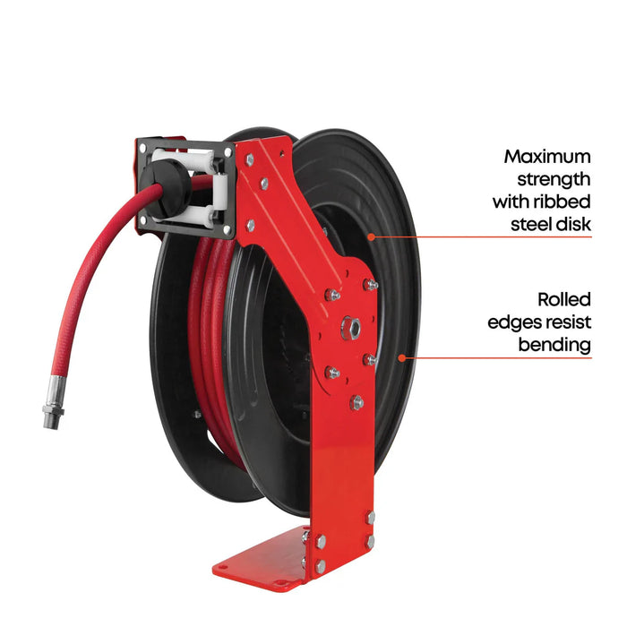 Prolube Single Arm Air and Water Hose Reel, Low Pressure - 3/8" or 1/2" NPT Hose 47921