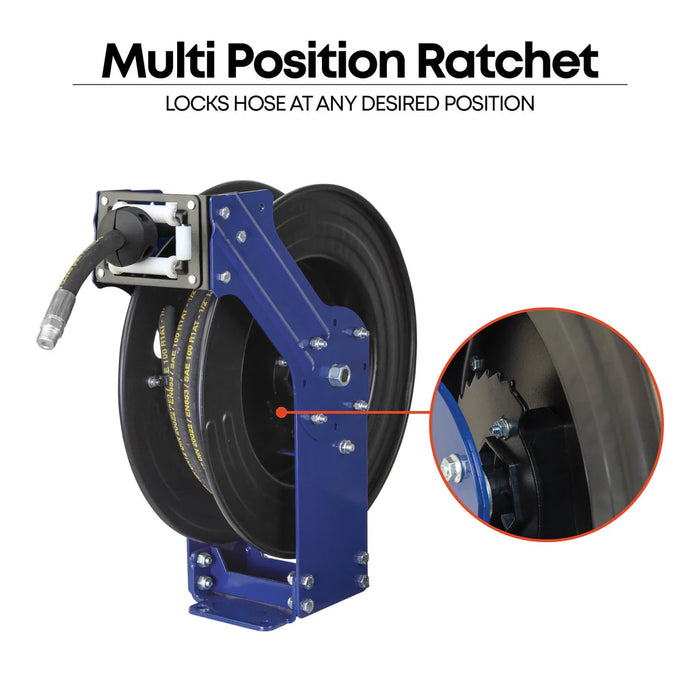 Prolube Dual Arm Oil Hose Reel, Medium Pressure - 32 or 49 Feet Long Hose 47973