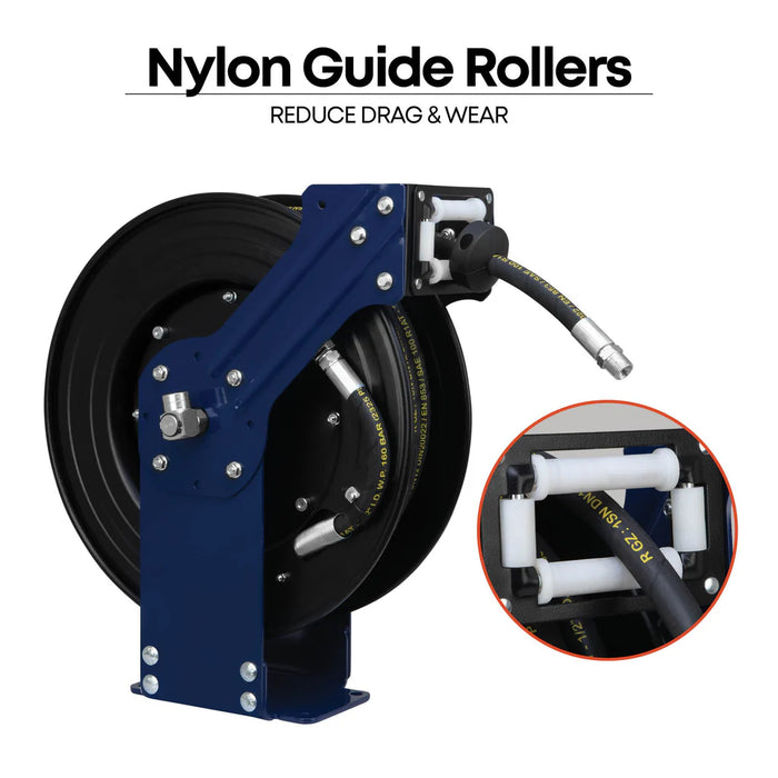 Prolube Dual Arm Oil Hose Reel, Medium Pressure - 32 or 49 Feet Long Hose 47973