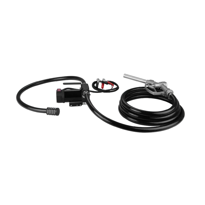 Groz 12V DC Electric Diesel Pump with 13.1 Foot Long Hose and Nylon Suction Strainer, up to 12 GPM 49501