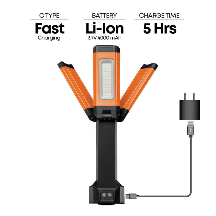 Groz Triple Headed Work Light, Warm & Cool, up to 2000 Lumens 55118