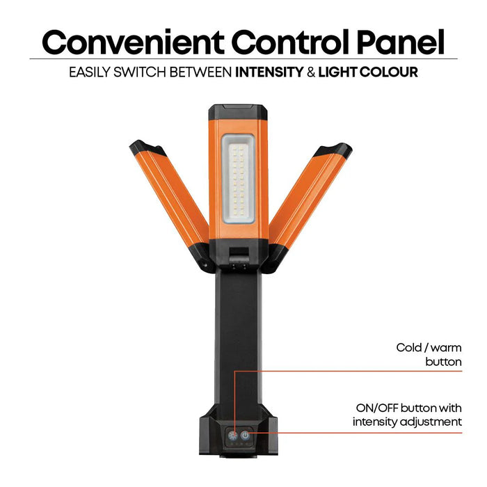 Groz Triple Headed Work Light, Warm & Cool, up to 2000 Lumens 55118