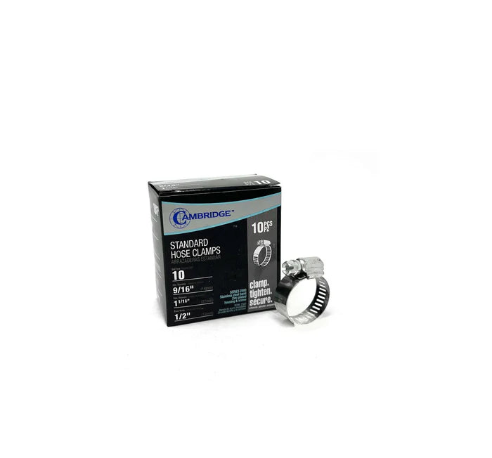 MT-RSR #10 - 9/16 TO 1-1/16 STANDARD HOSE CLAMP (BOX OF 10) HC2-10E