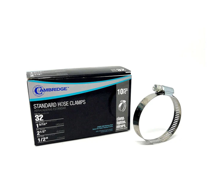 MT-RSR #32 - 1-9/16 TO 2-1/2 STANDARD HOSE CLAMP (Box of 10) HC2-32E