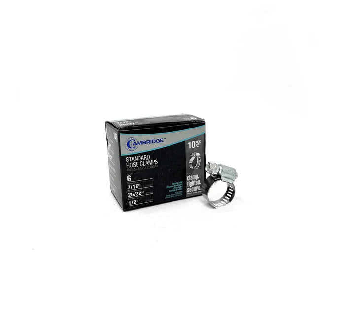 MT-RSR #6 - 7/16 TO 25/32 Standard HOSE CLAMP (BOX OF 10) HC2-6E