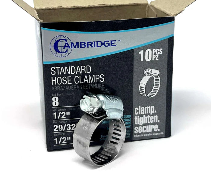 MT-RSR #8 - 1/2 TO 29/32 STANDARD HOSE CLAMP (Box of 10) HC2-8E