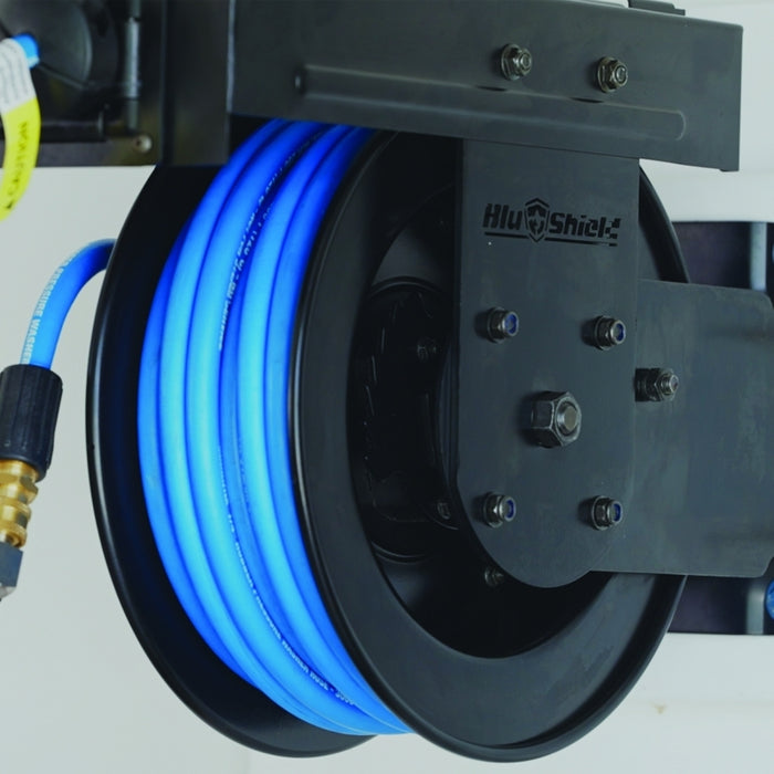 BluBird Blu Shield Pressure washer small wide reel 1/4" X 50' + 15' Inlet Hose. TTPWRHB1450