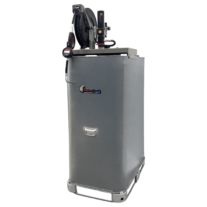Wolflube 271071 Double Wall Metal Tank Kit | 264 GAL Capacity – Complete with 5:1 Pump, Reel & Digital Control Handle