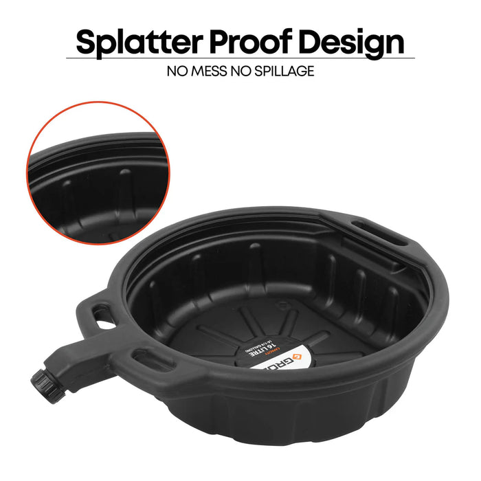 Groz Oil Drain Pan, 4.25 Gallon (16 Liter) Capacity, with Spout Cap 41960