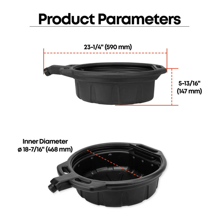 Groz Oil Drain Pan, 4.25 Gallon (16 Liter) Capacity, with Spout Cap 41960