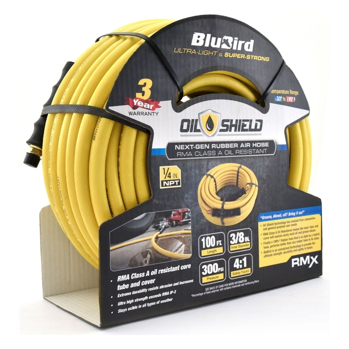 BluBird OilShield Rubber Air Hose Assembly 3/8" x 100' OS38100
