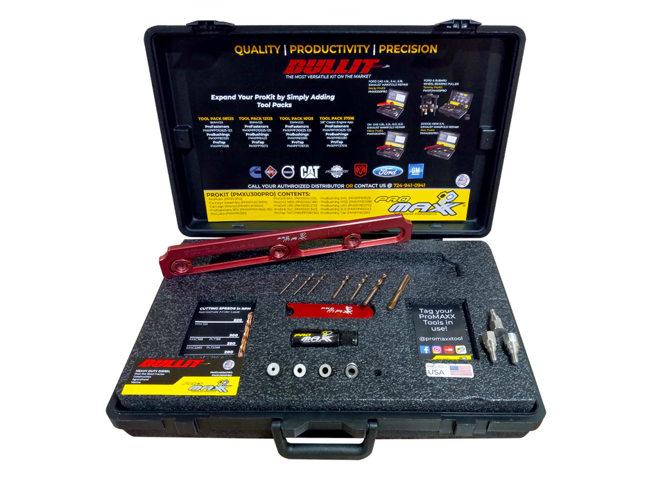 ProMAXX PMXU300PRO-08-125 BULLIT® 8mm x 1.25 Universal Adaptable Broken Bolt Extractor Tool Kit | Complete Kit | Exhaust & Intake Manifold, Oil Pan, Valve Cover & More