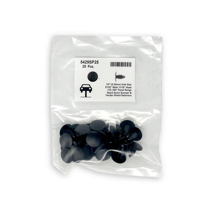 MT-RSR Black Universal Nylon Shield Retainer Head Diameter 11/16", Stem Diameter 5/16", Stem Length 5/8" GM # 332364 (Pack of 25) RC-612-25