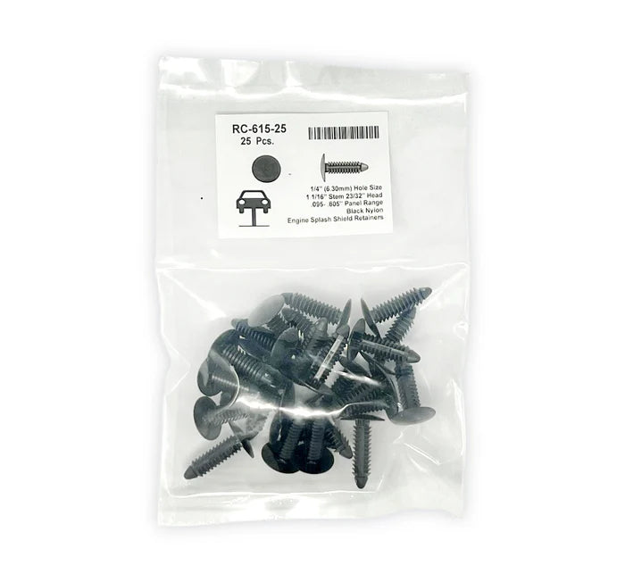 MT-RSR Black Universal Nylon Shield Retainer Head Diameter 11/16", Stem Diameter 5/16", Stem Length 1-1/16" GM # 10121502 (Pack of 25) RC-615-25