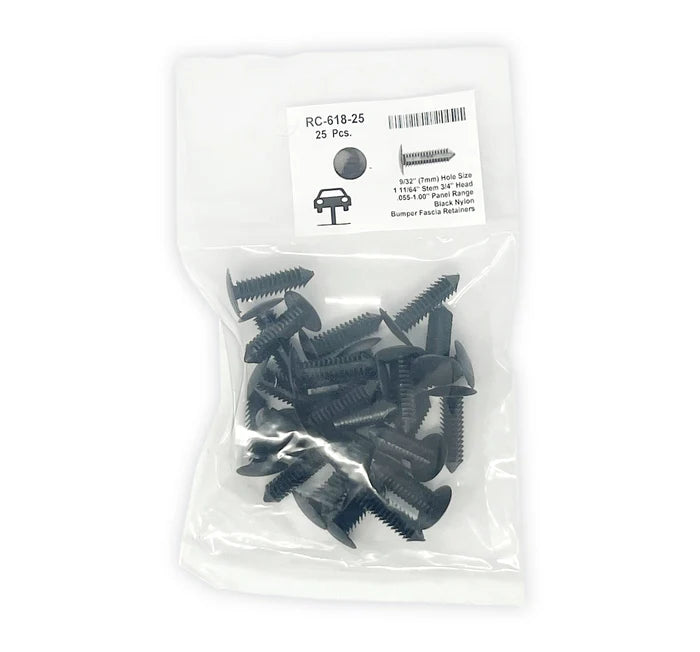 MT-RSR Black Nylon Shield Retainers - 9/32" Hole 1 11/64" Stem Lgth (Pack of 25) RC-618-25