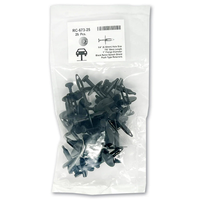 MT-RSR Black Nylon Push Type Ret - 1/4" Hole 29/32" Stem (25pk) RC-673-25
