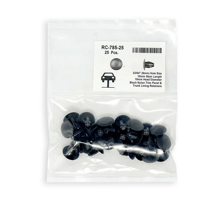 MT-RSR Black Nylon Front Fender Push-Type Retainer for Acura & Honda Fits 8mm Hole Head Diameter: 20mm (Pack of 25) RC-785-25