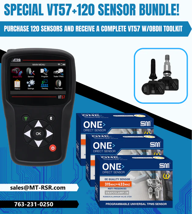 MT-RSR ATEQ VT57 TPMS Tool + 120 "One-Direct" TPMS Sensor Kit SM-VT57-120SC