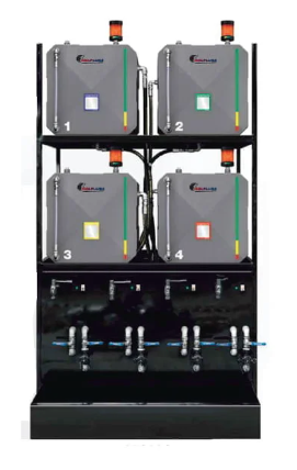 Wolflube Oil Rack Storage System – Professional – 4 Tanks – in Metal – with Recirculation System