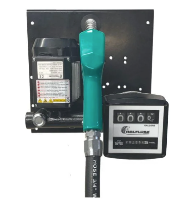 Wolflube Fuel Kit – Wall Mounted – Diesel Only – 110V – Free Flow Rate 16 gpm – Hose, Auto. Nozzle and Meter