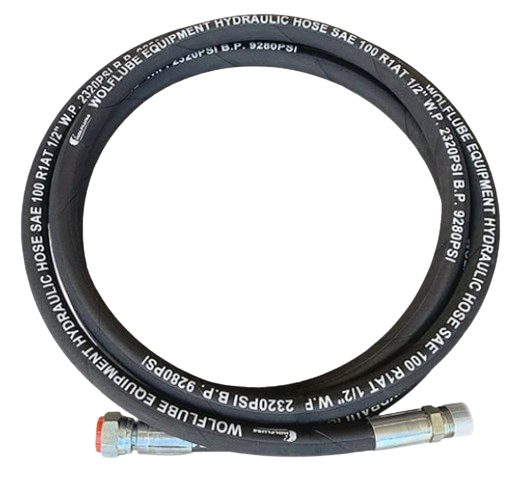 Wolflube Hose Hydraulic R1 – For Oil – 1520 PSI W.P – 3/4” – 65′ – M3/4” x F3/4” 251110