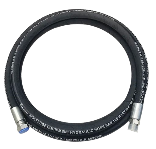 Wolflube Hose Connection Hydraulic R1 – For Oil – 1520 PSI W.P – 3/4” – 4′ – M3/4” x M3/4”