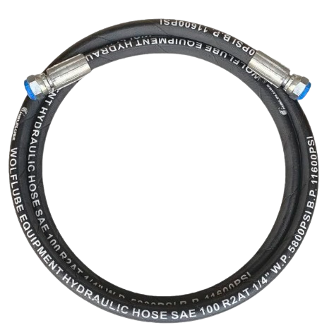 Wolflube Hose Connection Hydraulic R2 – For Grease – 2610 PSI W.P – 3/8″ – 12′ – F3/8″ x F3/8″