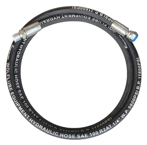 Wolflube Hose Connection Hydraulic R2 – For Grease – 4785 PSI W.P – 3/8” – 10′ – M3/8” x F3/8”