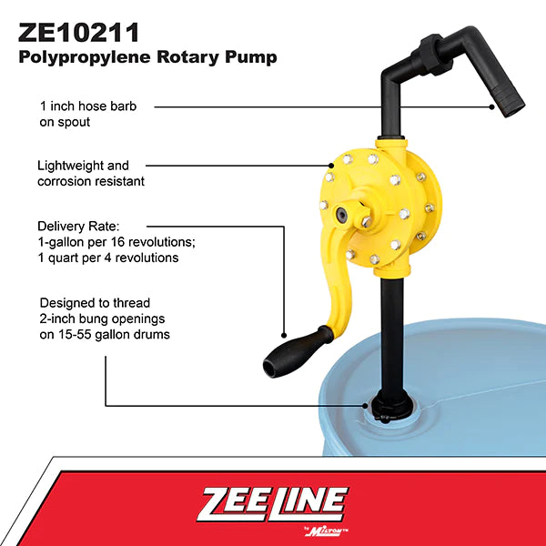 Zeeline ZE10211 - Polypropylene Rotary Pump (1 Gallon Per 16 Revolutions)