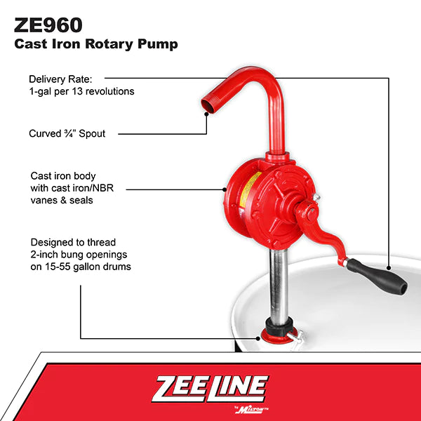 Zeeline ZE960 - Cast Iron Rotary Pump (1 Gallon Per 13 Revolutions)