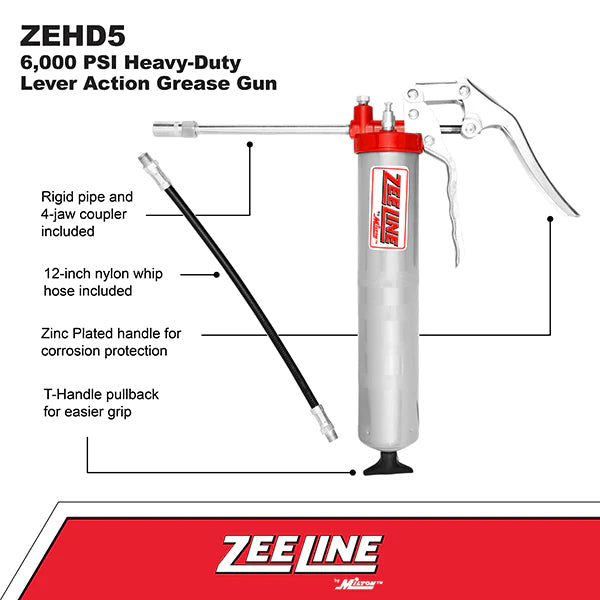 Zeeline ZEHD5 – 6,000 Psi Heavy-Duty Pistol Action Grease Gun