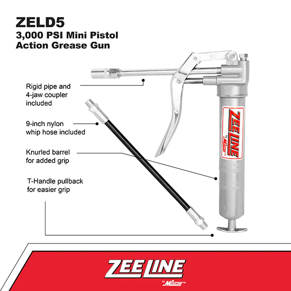 Zeeline ZELD5 – 3,000 Psi Light-Duty Mini Pistol Action Grease Gun