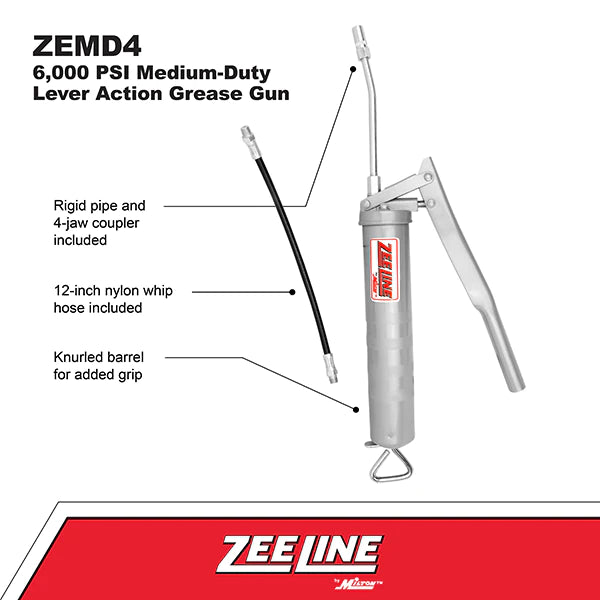 Zeeline ZEMD4 – 6,000 Psi Medium-Duty Lever Action Grease Gun