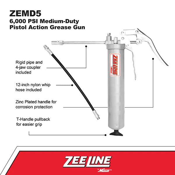 Zeeline ZEMD5 – 4,000 Psi Medium-Duty Pistol Action Grease Gun