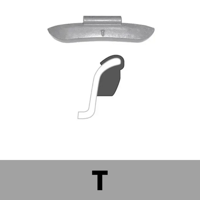 MT-RSR Zinc Clip-On Wheel Weights - T Profile - 2.5 oz WW-Z-T-250