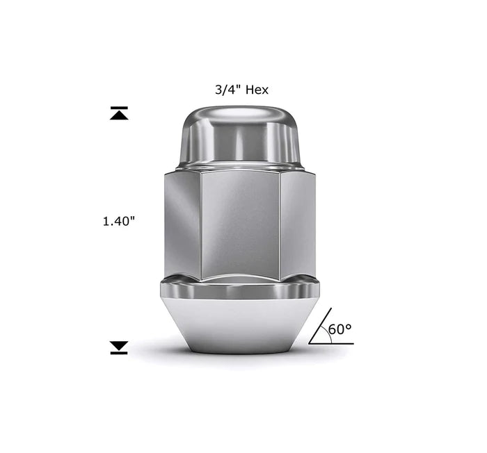 MT-RSR Bulge Acorn Lug Nut Chrome 1/2"-20 16-WN-1704S