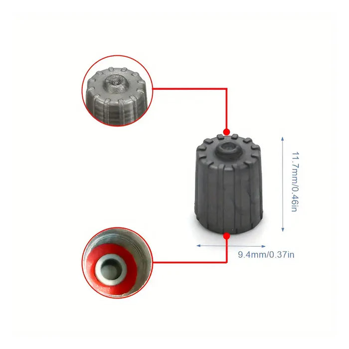MT-RSR Gray Plastic TPMS Valve Cap with Red Silicone Seal Pack of 100 X17492T1