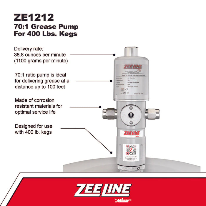 Zeeline ZE1212 – 70:1 Grease Pump For 400 Lbs. Kegs