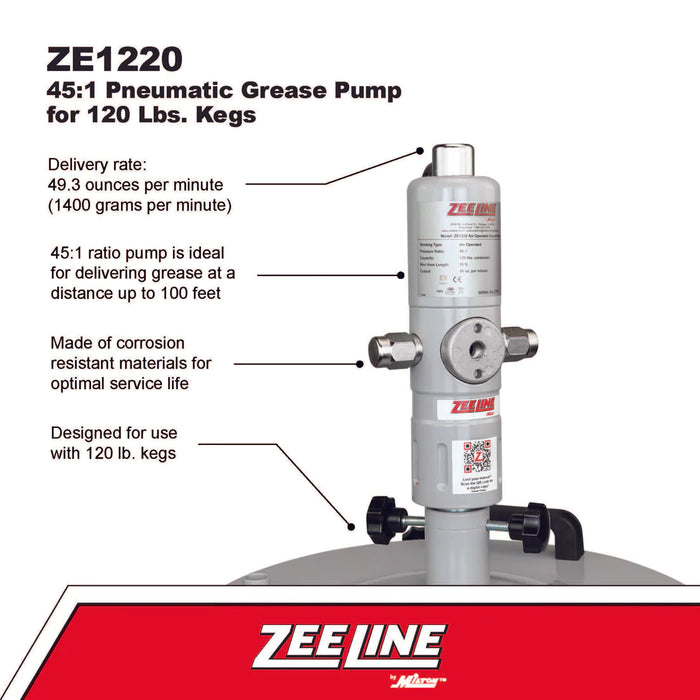 Zeeline ZE1220 – 45:1 Grease Pump For 120 Lbs. Kegs