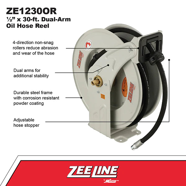 Zeeline ZE1230OR – 30-Ft. Dual-Arm Oil Hose Reel