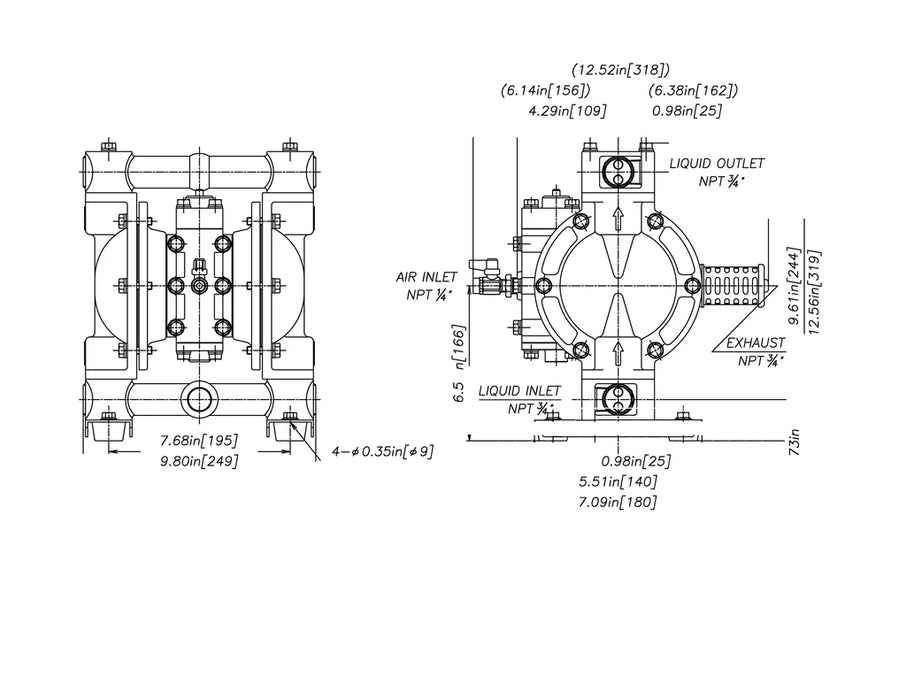 Zeeline ZE1232AB - 3/4" Double Diaphragm Pump