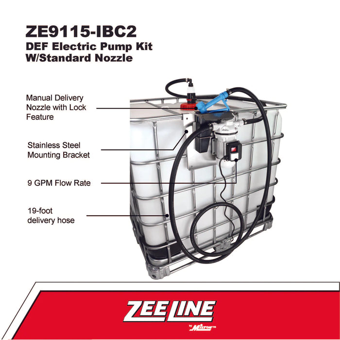 Zeeline ZE9115-IBC2- DEF Electric Pump Kit W/Standard Nozzle