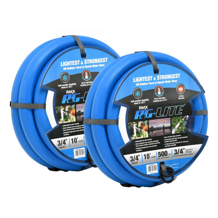 BluBird AG-Lite 100% Premium Rubber Water Lead In Hose, 3/4" X 10', 3/4" Male and Female GHT Fittings. 500 PSI Burst Rating. Includes Extra Washer and Bend Restrictor. 2 Pack AL3410-2pk