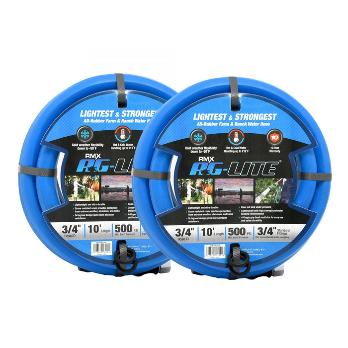 BluBird AG-Lite 100% Premium Rubber Water Lead In Hose, 3/4" X 10', 3/4" Male and Female GHT Fittings. 500 PSI Burst Rating. Includes Extra Washer and Bend Restrictor. 2 Pack AL3410-2pk