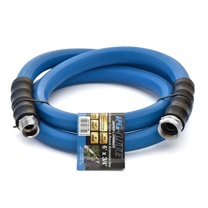 BluBird AG-Lite 100% Premium Rubber Water Lead In Hose, 5/8" X 6', 3/4" Male and Female GHT Fittings. 500 PSI Burst Rating. Includes Extra Washer and Bend Restrictor. 2 Pack AL5806-2pk
