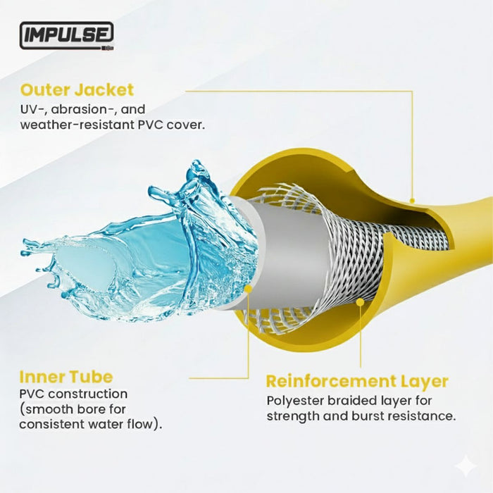 BluBird Ag-Lite High-Viz Hybrid Water Hose 3/4" x 50' - Yellow ALHYW3450-HV